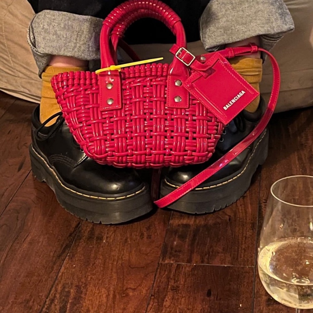 Red Woven Handbag